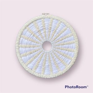 Handmade 10” round white wall hanging